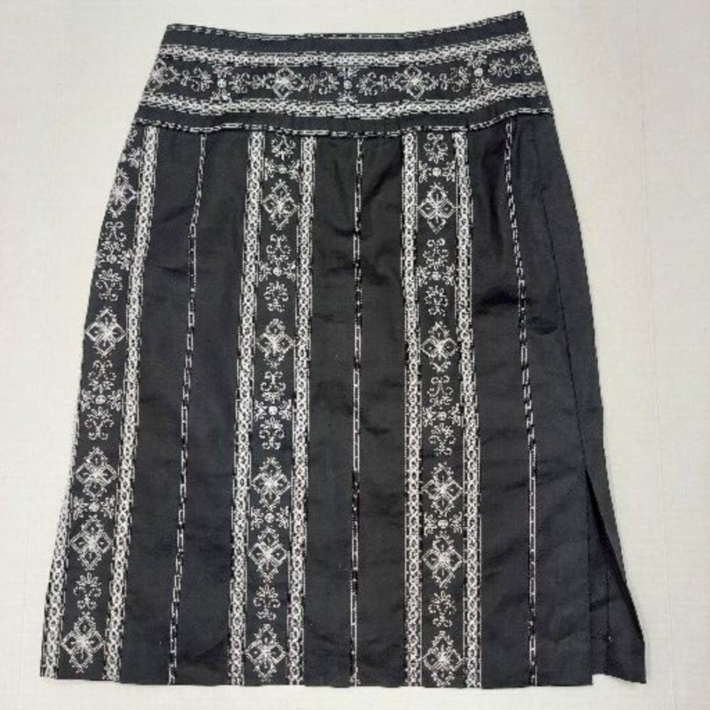 Jane Seymour Signature Embroidered Beaded Black Pencil Skirt 12 Petite